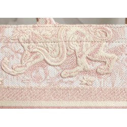 Dior Small Book Tote In Pink Toile De Jouy Canvas 157