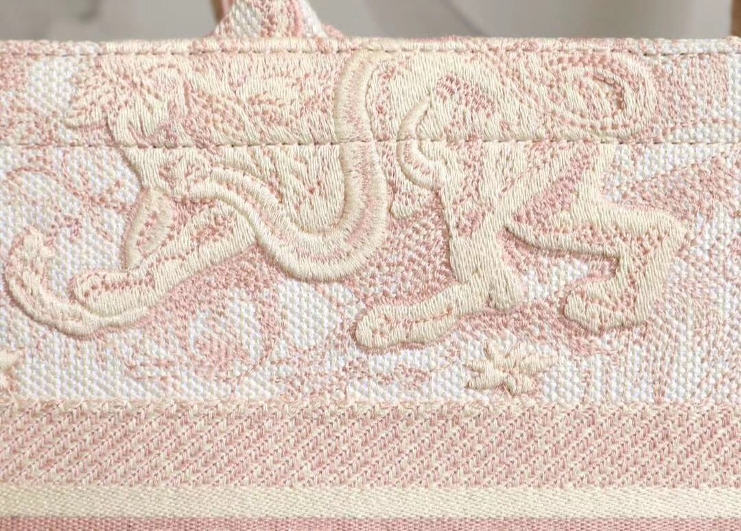 Dior Small Book Tote In Pink Toile De Jouy Canvas 157