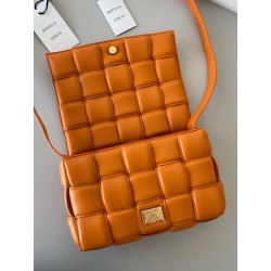 Bottega Veneta Padded Cassette Bag In Orange Lambskin 621