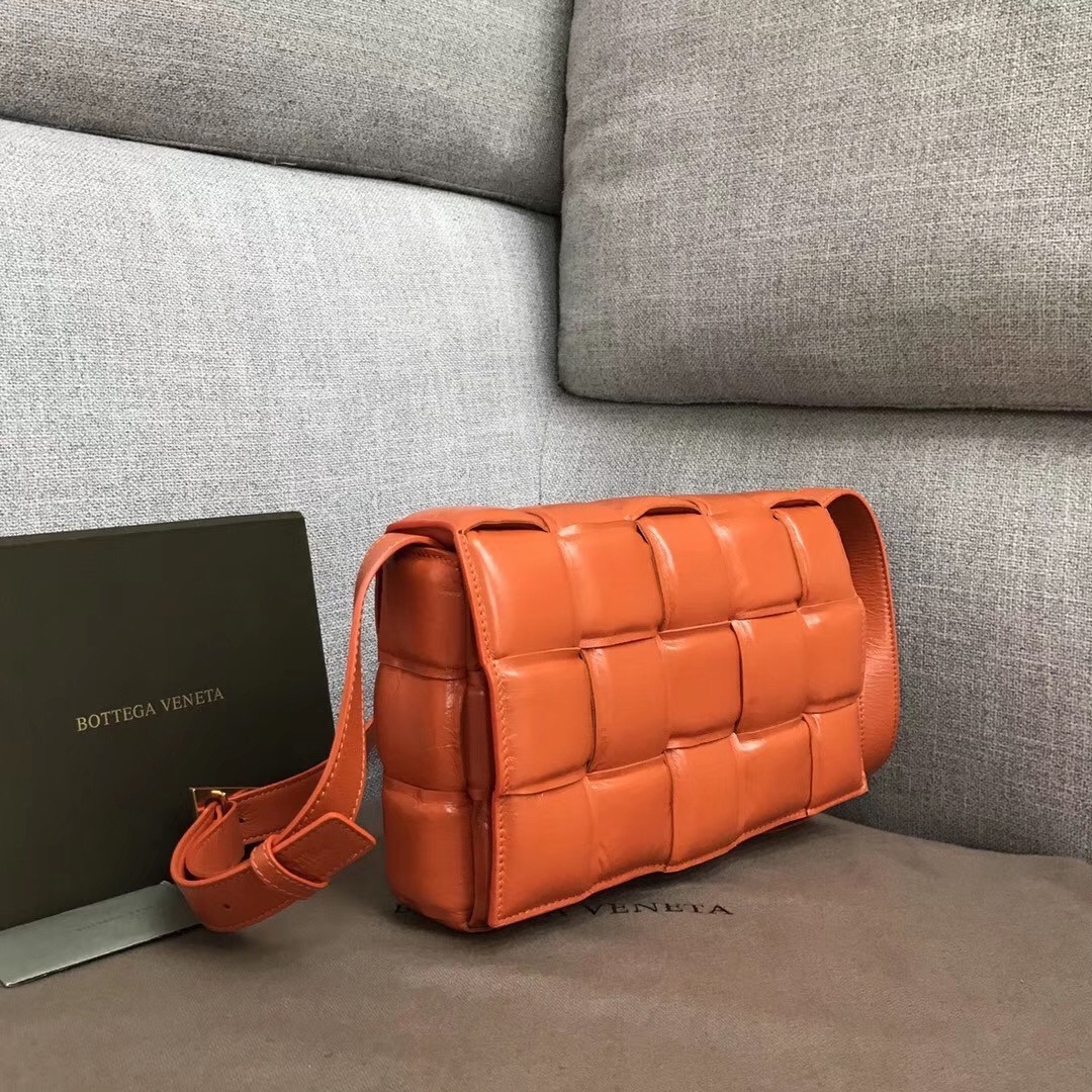 Bottega Veneta Padded Cassette Bag In Orange Calfskin 037