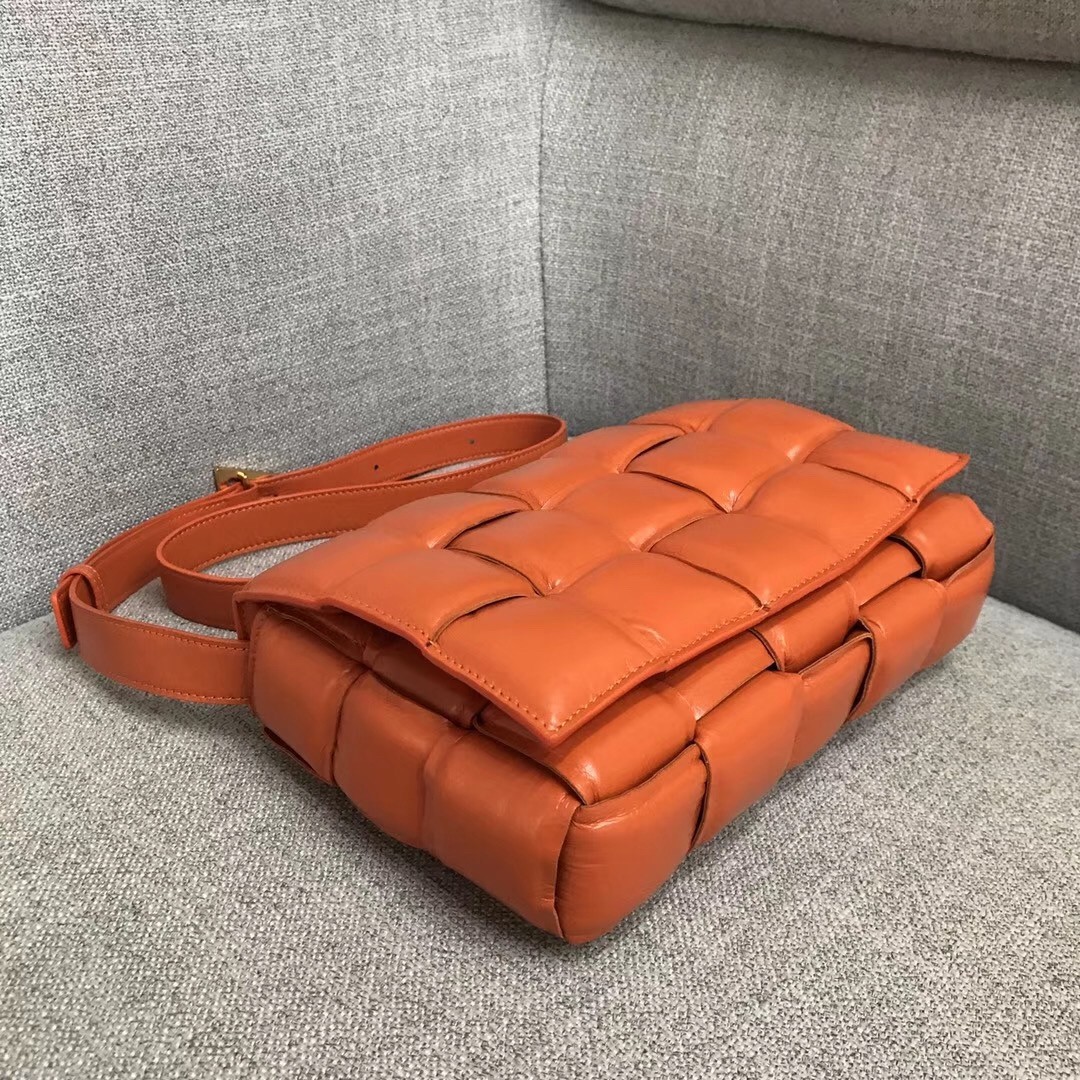 Bottega Veneta Padded Cassette Bag In Orange Calfskin 037