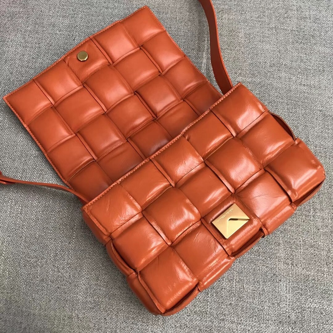 Bottega Veneta Padded Cassette Bag In Orange Calfskin 037