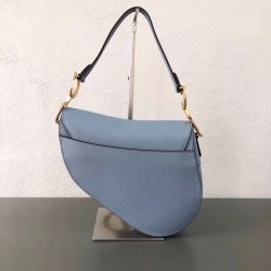 Dior Saddle Bag In Sky Blue Grained Calfskin 309