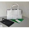 Bottega Veneta Arco Medium Tote In White Intrecciato Lambskin 269