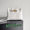 Bottega Veneta Small Andiamo Bag In White Intrecciato Lambskin 330