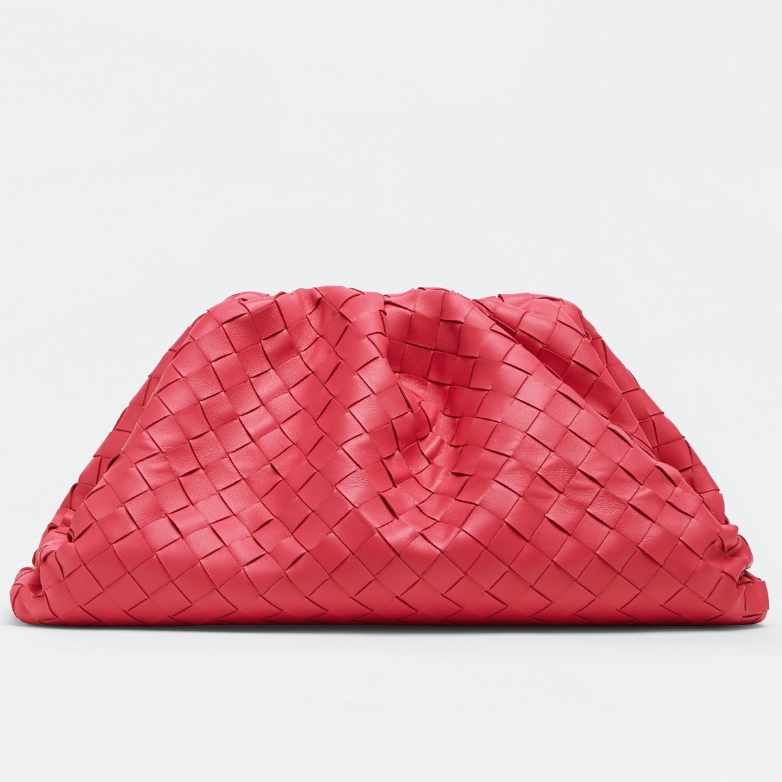 Bottega Veneta Large Pouch Clutch In Red Intrecciato Lambskin 767