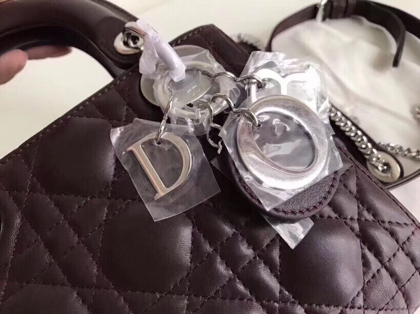 Dior Mini Lady Dior Bag In Bordeaux Lambskin 289
