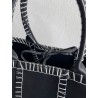 Bottega Veneta Black Arco Small Tote with White Overlock Stitching 194