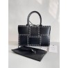 Bottega Veneta Black Arco Small Tote with White Overlock Stitching 194