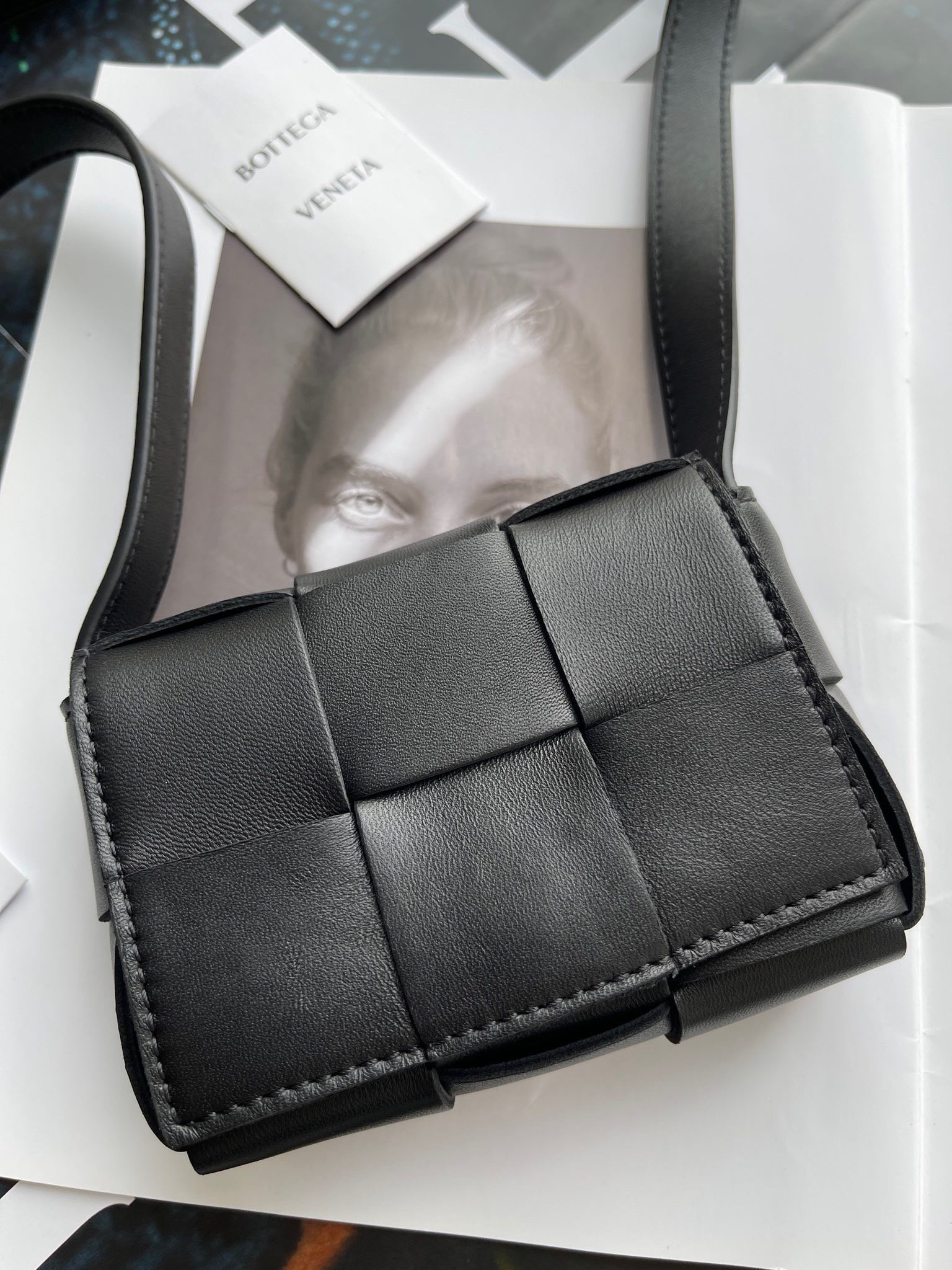 Bottega Veneta Candy Cassette Bag In Black Lambskin 724