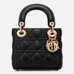 Dior Mini Lady Dior Bag In Black Lambskin 322