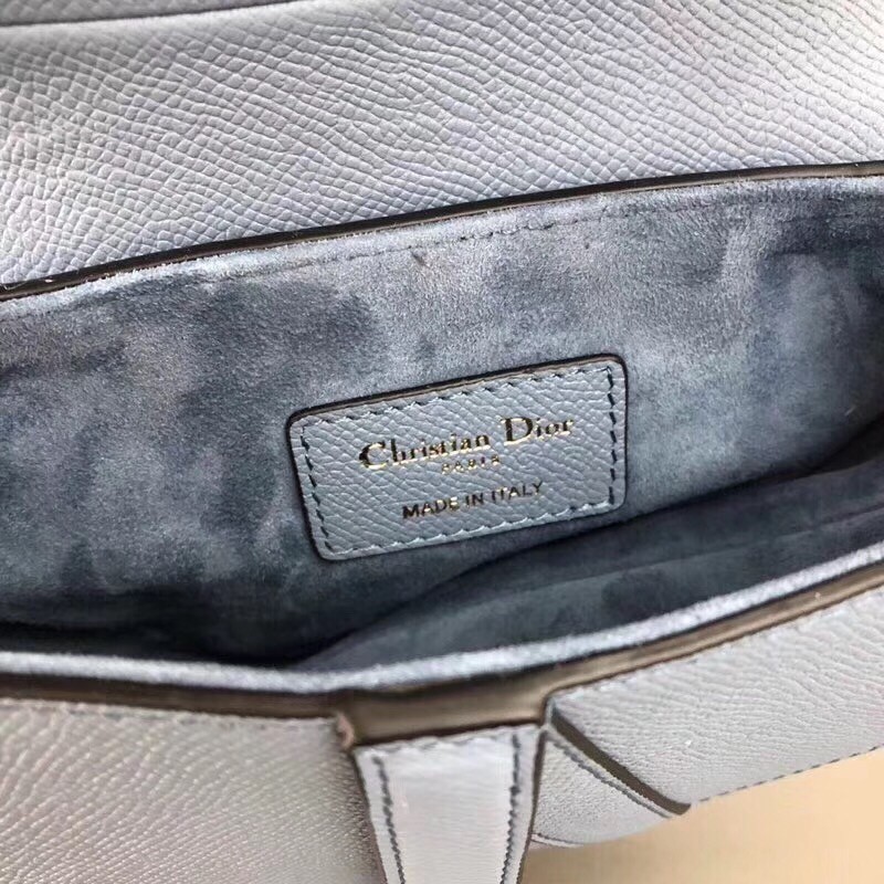 Dior Saddle Bag In Sky Blue Grained Calfskin 309