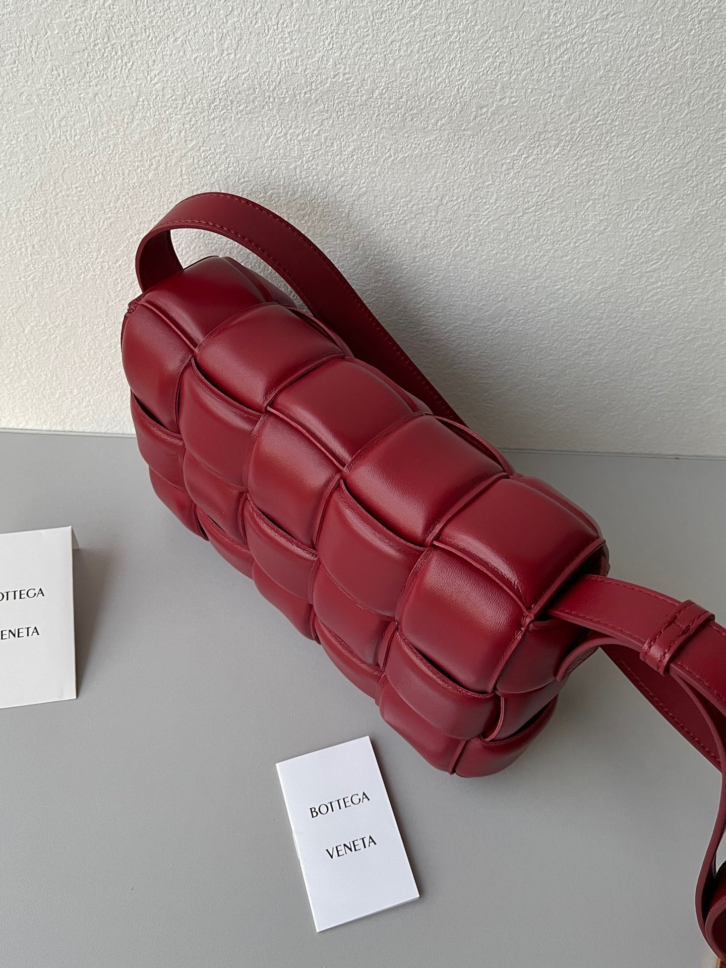 Bottega Veneta Padded Cassette Bag In Dard Red Lambskin 590