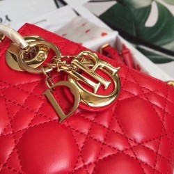 Dior Mini Lady Dior Bag In Red Lambskin 600