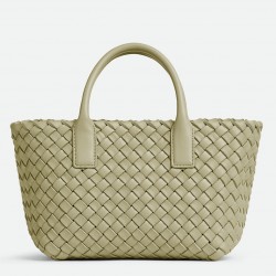 Bottega Veneta Mini Cabat Bag In Travertine Intrecciato Lambskin 001