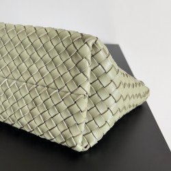 Bottega Veneta Mini Cabat Bag In Travertine Intrecciato Lambskin 001