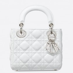 Dior Mini Lady Dior Bag In White Lambskin 704
