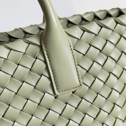 Bottega Veneta Mini Cabat Bag In Travertine Intrecciato Lambskin 001