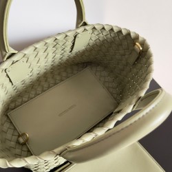 Bottega Veneta Mini Cabat Bag In Travertine Intrecciato Lambskin 001