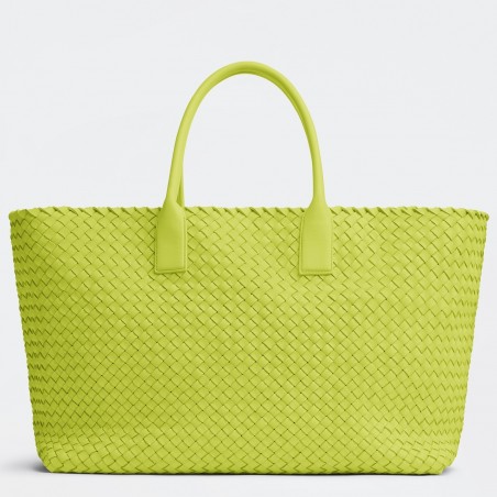 Bottega Veneta Large Cabat Bag In Acid Kiwi Intrecciato Lambskin 227