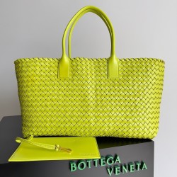 Bottega Veneta Large Cabat Bag In Acid Kiwi Intrecciato Lambskin 227