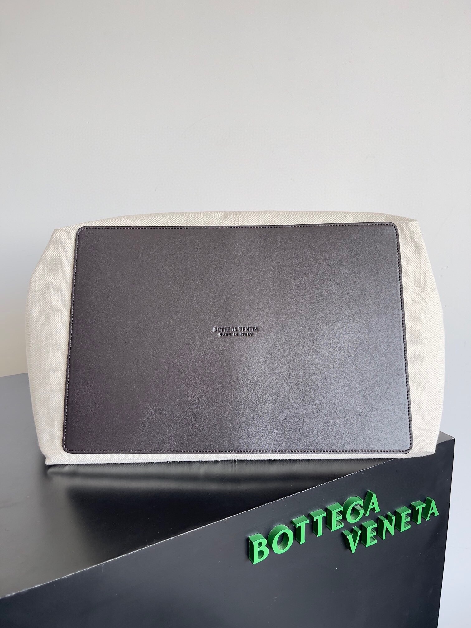 Bottega Veneta Large Flip Flap Bag in Canvas with Fondant Leather 573