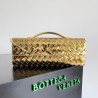 Bottega Veneta Andiamo Clutch with Handle in Gold Metallic Leather 606