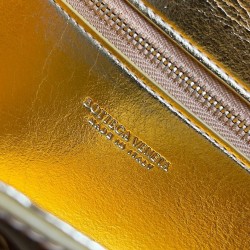 Bottega Veneta Andiamo Clutch with Handle in Gold Metallic Leather 606