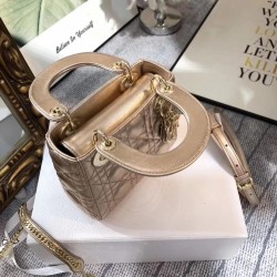 Dior Mini Lady Dior Bag In Gold Metallic Calfskin 710