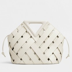 Bottega Veneta Medium Point Bag In White Intrecciato Leather 028