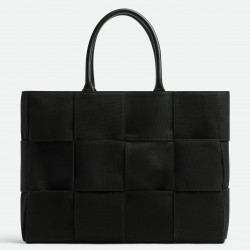 Bottega Veneta Large Arco Tote Bag In Black Intrecciato Canvas 168