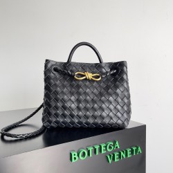 Bottega Veneta Small Andiamo Bag In Black Intrecciato Lambskin 300