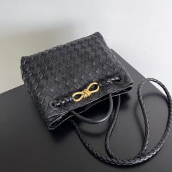 Bottega Veneta Small Andiamo Bag In Black Intrecciato Lambskin 300