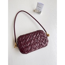 Bottega Veneta Knot Minaudiere On Strap In Barolo Foulard Intreccio Leather 541