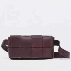Bottega Veneta Cassette Belt Bag In Grape Intrecciato Leather 038