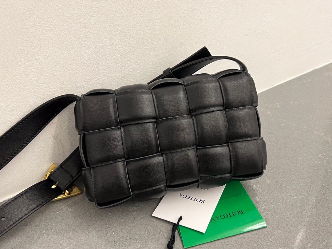 Bottega Veneta Small Padded Cassette Bag In Black Lambskin 100