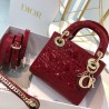 Dior Mini Lady Dior Bag In Red Patent Calfskin 204