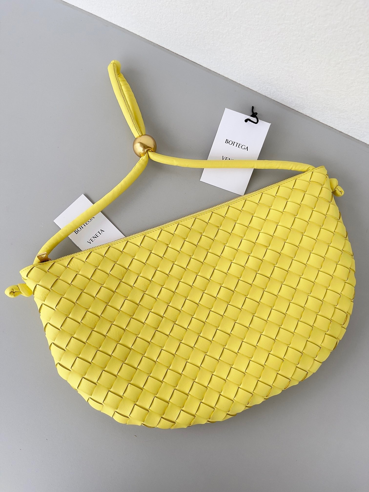 Bottega Veneta Turn Bag In Yellow Intrecciato Lambskin 047