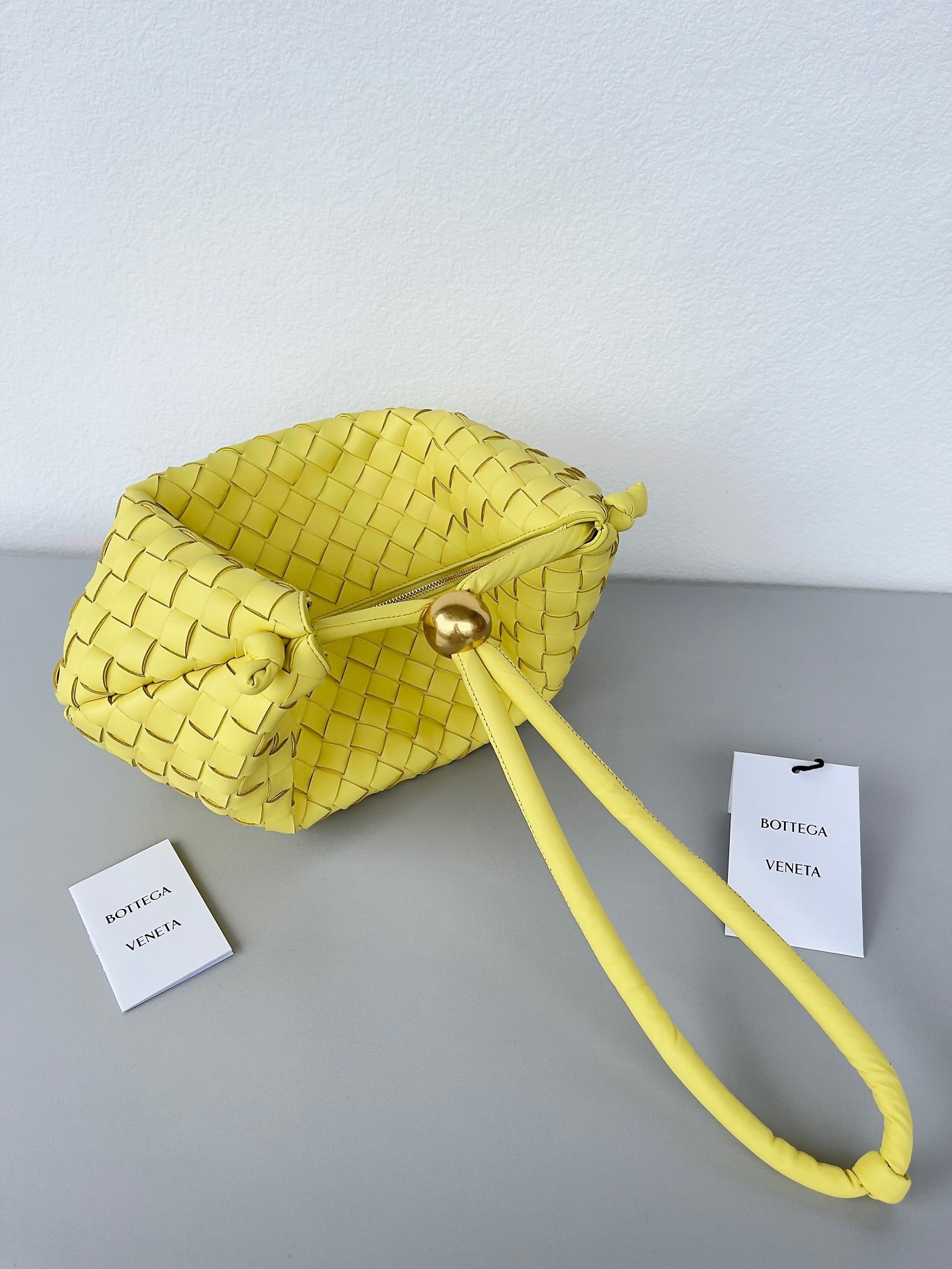 Bottega Veneta Turn Bag In Yellow Intrecciato Lambskin 047