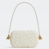 Bottega Veneta Knot Minaudiere On Strap In White Foulard Intreccio Leather 905