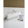 Bottega Veneta Knot Minaudiere On Strap In White Foulard Intreccio Leather 905