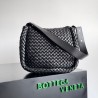 Bottega Veneta Cobble Small Bag in Black Intrecciato Leather 048