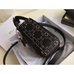 Dior Mini Lady Dior Bag In Satin With Rhinestones 408