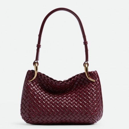 Bottega Veneta Clicker Small Bag in Bordeaux Intrecciato Lambskin 011