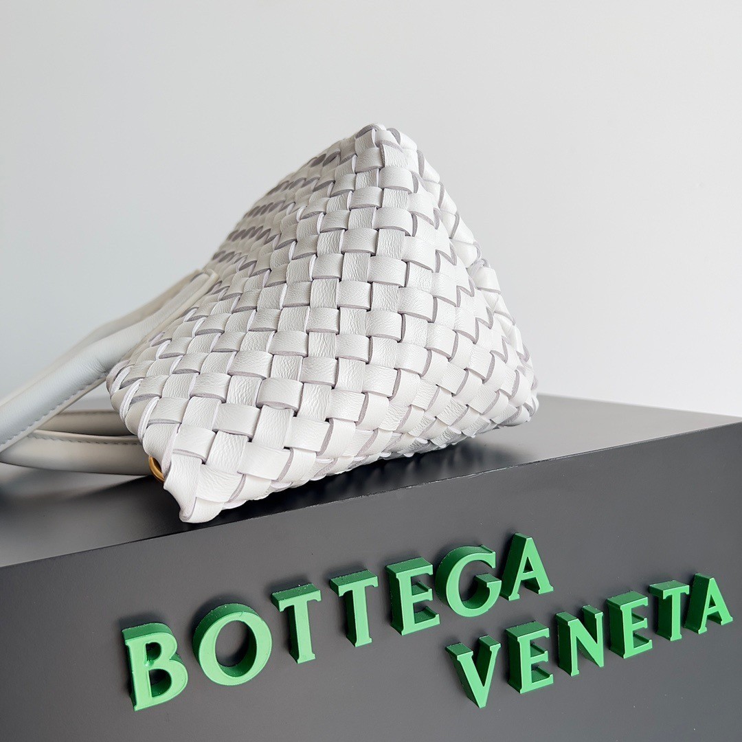 Bottega Veneta Mini Cabat Bag In White Intrecciato Lambskin 634