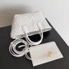 Bottega Veneta Mini Cabat Bag In White Intrecciato Lambskin 634