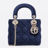 Dior Mini Lady Dior Chain Bag In Blue Velvet 819