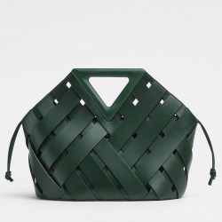 Bottega Veneta Medium Point Bag In Green Intrecciato Leather  600