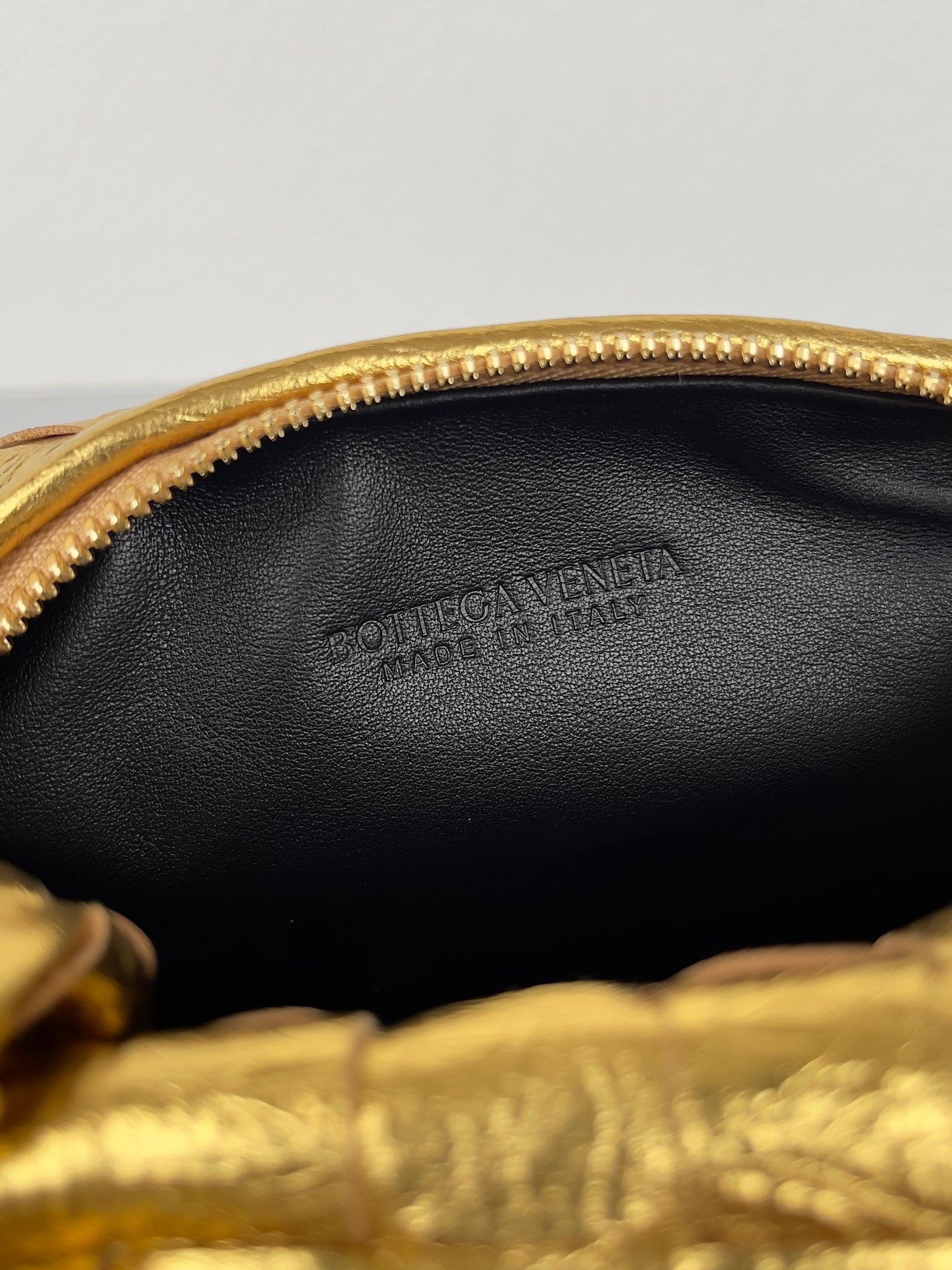 Bottega Veneta BV Jodie Mini Bag In Gold Metallic Intrecciato Leather 782