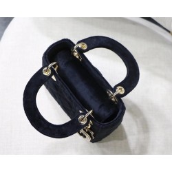 Dior Mini Lady Dior Chain Bag In Black Velvet 090